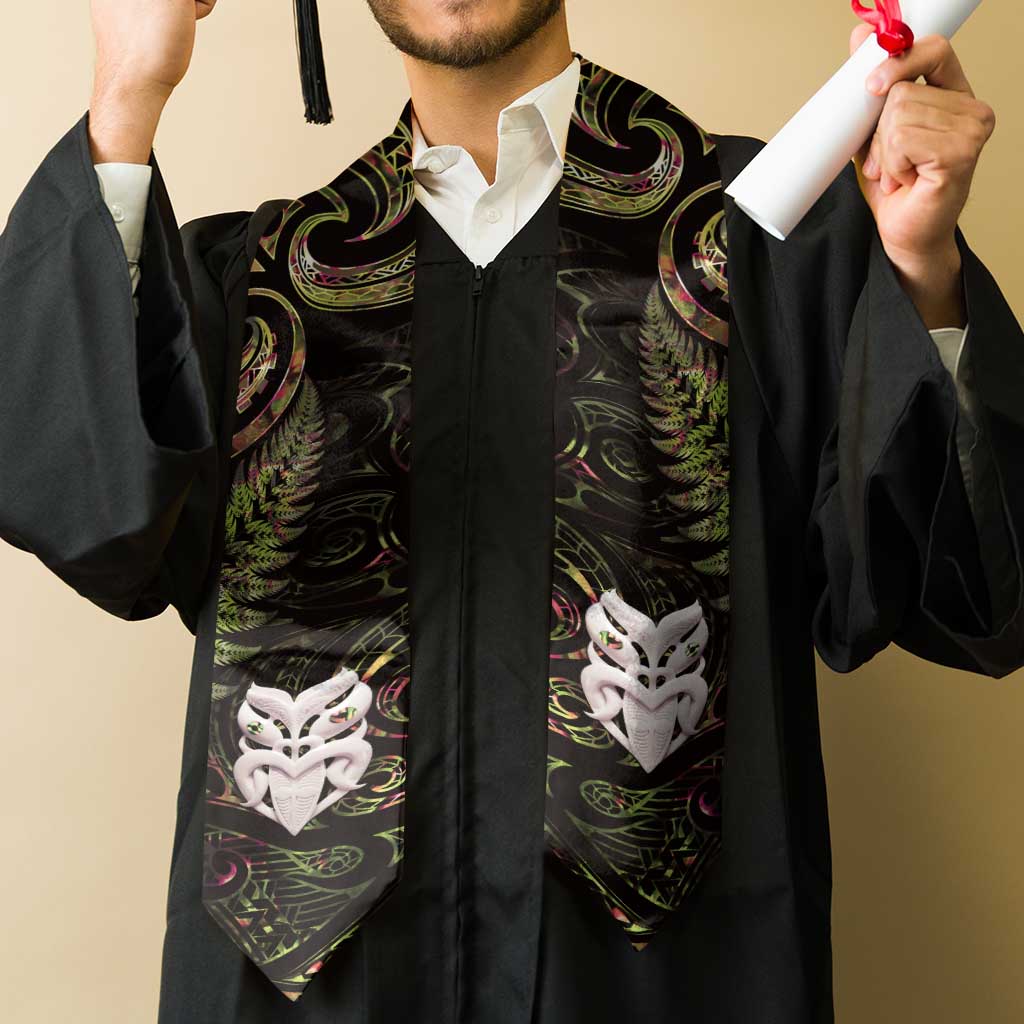 New Zealand Aotearoa Graduation Stole Maori Wheku Paua Shell Glitter Gold LT05 - Polynesian Pride