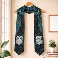 New Zealand Aotearoa Graduation Stole Maori Wheku Paua Shell Glitter Turquoise LT05 One Size Turquoise - Polynesian Pride