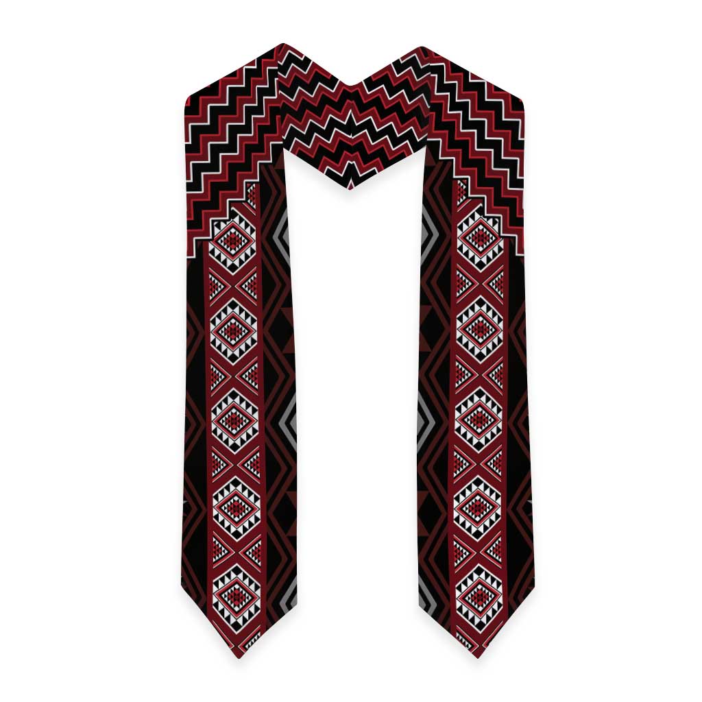 New Zealand Aotearoa Graduation Stole Red Poutama With Taniko Pattern LT05 - Polynesian Pride