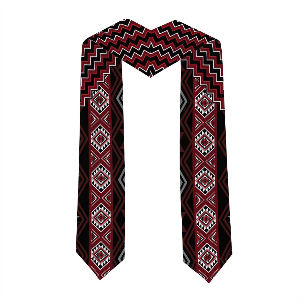 New Zealand Aotearoa Graduation Stole Red Poutama With Taniko Pattern LT05 - Polynesian Pride