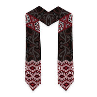 New Zealand Aotearoa Graduation Stole Red Taniko Art Maori Pattern LT05 - Polynesian Pride