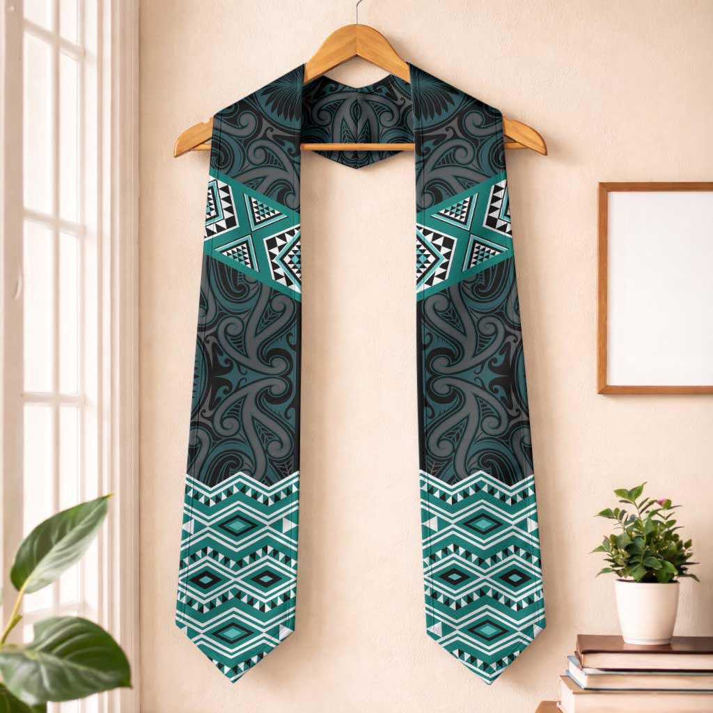 New Zealand Aotearoa Graduation Stole Turquoise Taniko Art Maori Pattern