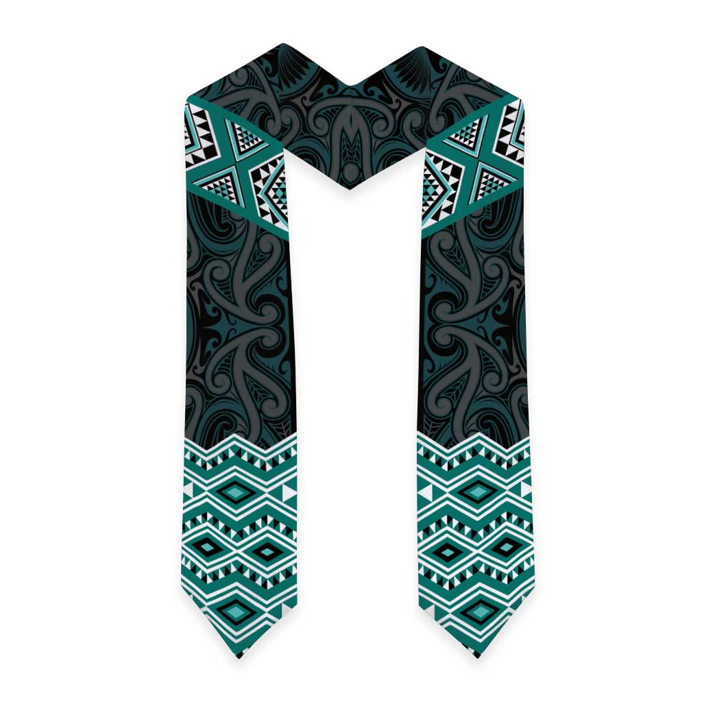 New Zealand Aotearoa Graduation Stole Turquoise Taniko Art Maori Pattern