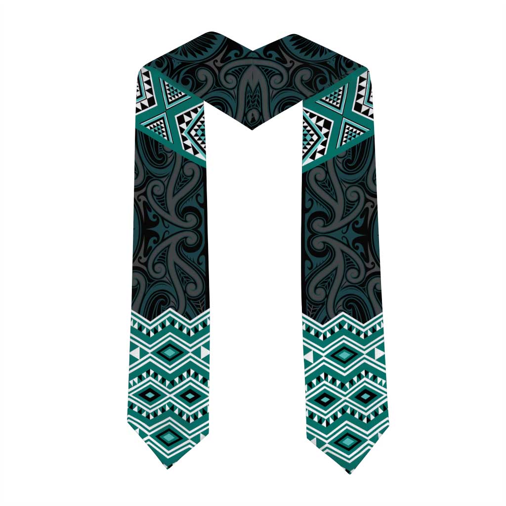 New Zealand Aotearoa Graduation Stole Turquoise Taniko Art Maori Pattern