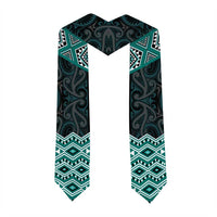 New Zealand Aotearoa Graduation Stole Turquoise Taniko Art Maori Pattern