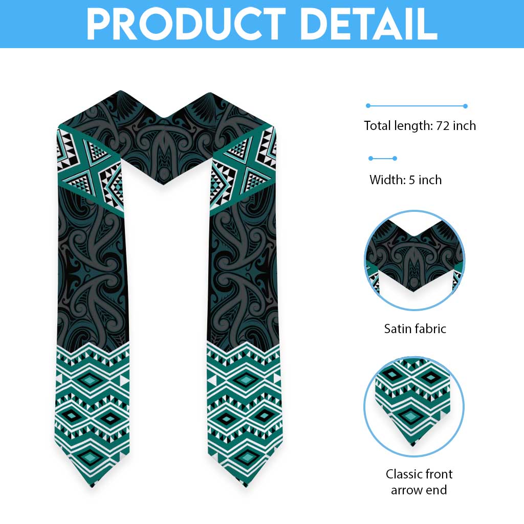 New Zealand Aotearoa Graduation Stole Turquoise Taniko Art Maori Pattern