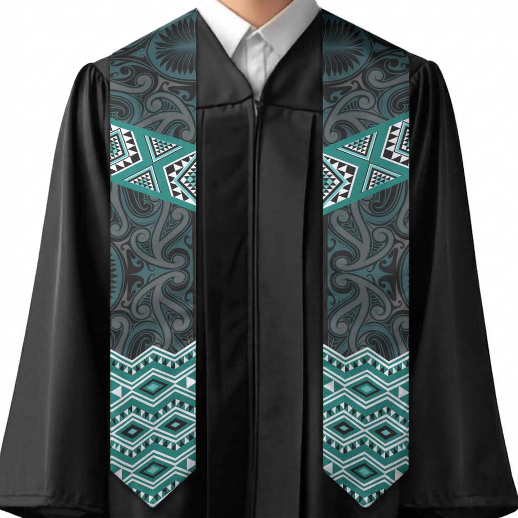 New Zealand Aotearoa Graduation Stole Turquoise Taniko Art Maori Pattern