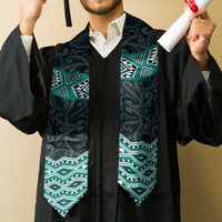 New Zealand Aotearoa Graduation Stole Turquoise Taniko Art Maori Pattern
