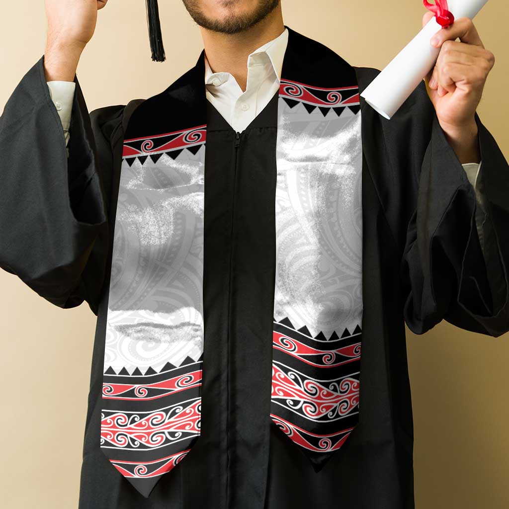 New Zealand Aotearoa Graduation Stole With Kowhaiwhai Pattern Red Version LT05 - Polynesian Pride