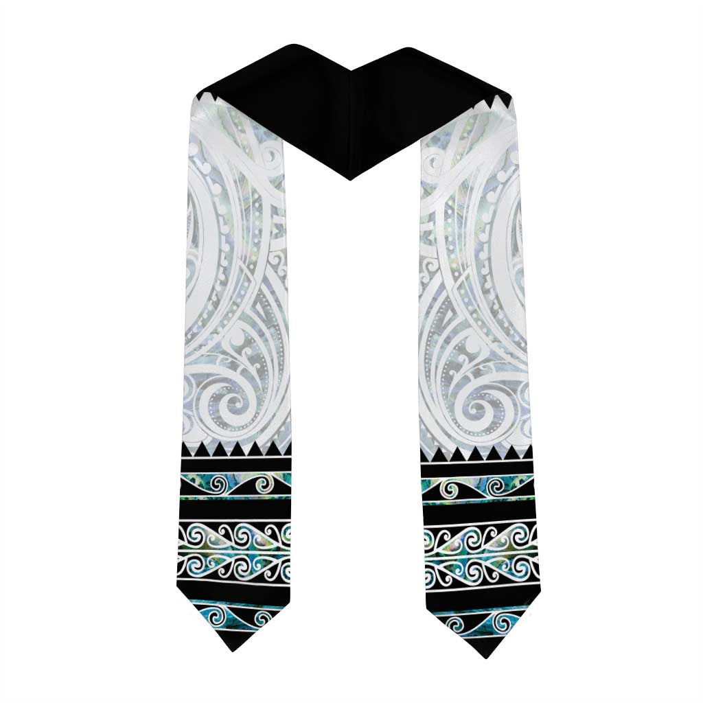 New Zealand Aotearoa Graduation Stole With Paua Shell Kowhaiwhai Pattern LT05 - Polynesian Pride
