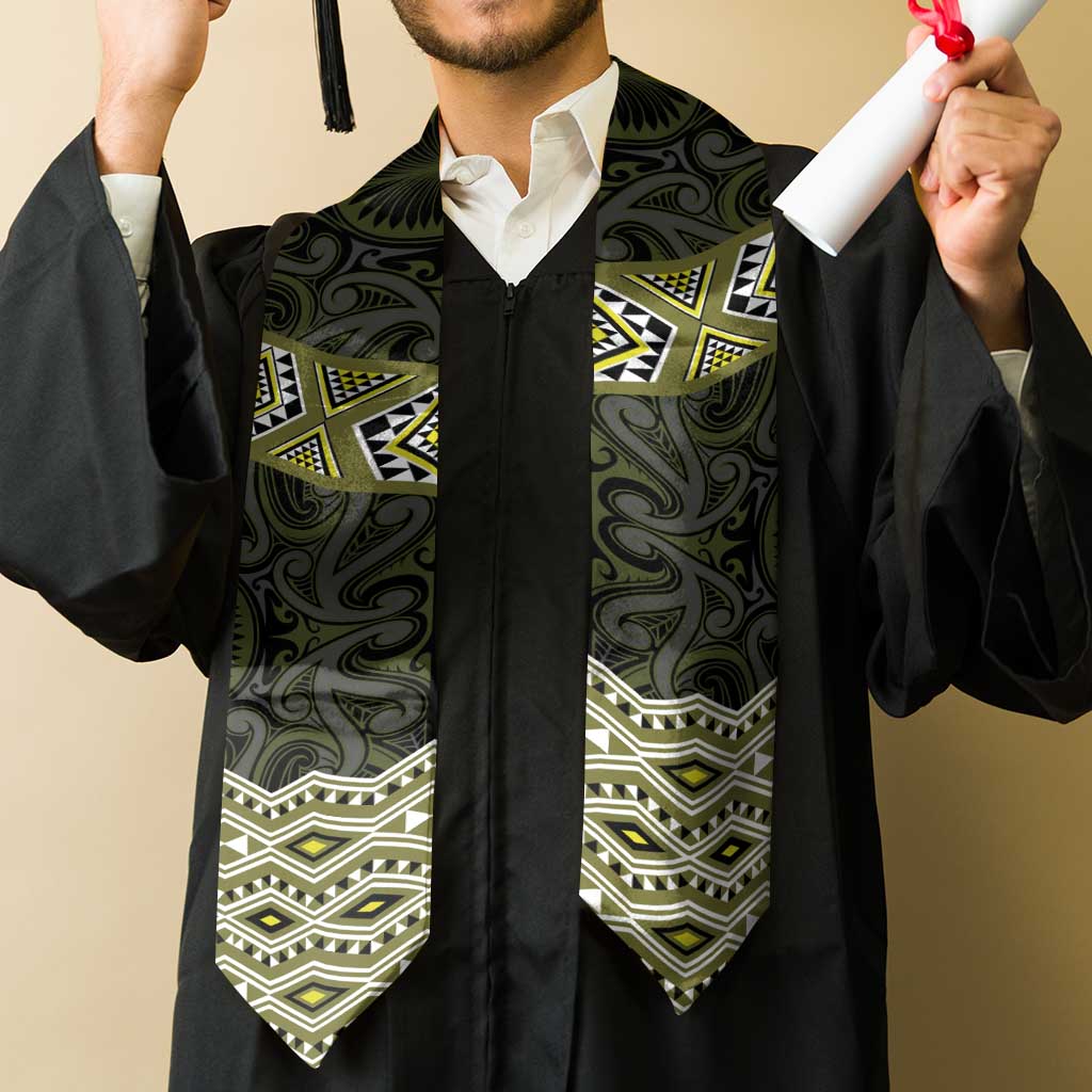 New Zealand Aotearoa Graduation Stole Yellow Taniko Art Maori Pattern