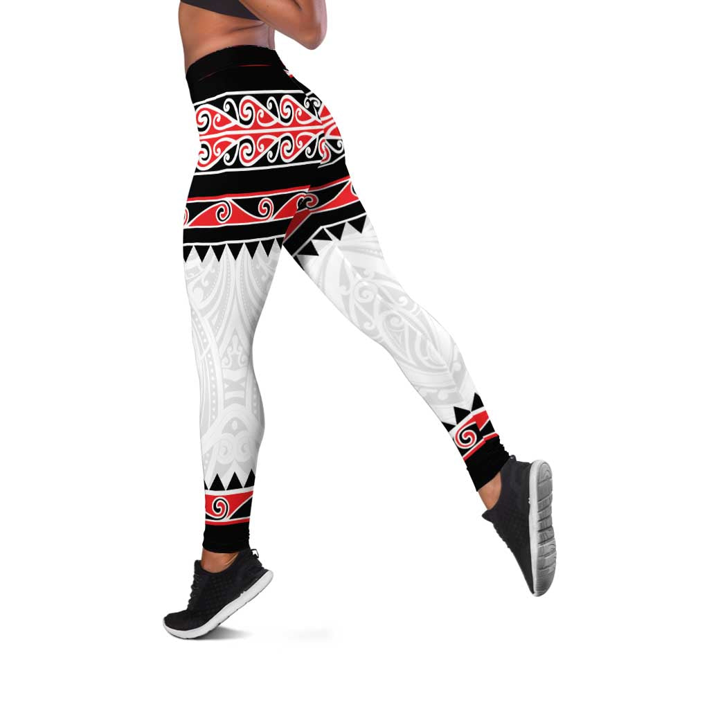 New Zealand Aotearoa Leggings With Kowhaiwhai Pattern Red Version