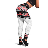 New Zealand Aotearoa Leggings With Kowhaiwhai Pattern Red Version LT05 - Polynesian Pride