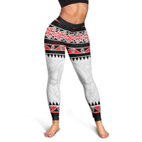 New Zealand Aotearoa Leggings With Kowhaiwhai Pattern Red Version LT05 - Polynesian Pride