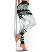 New Zealand Aotearoa Leggings With Paua Shell Kowhaiwhai Pattern LT05 - Polynesian Pride