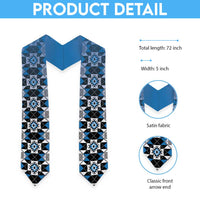 New Zealand Graduation Stole Poutama Mix Blue Taniko Inspired Art