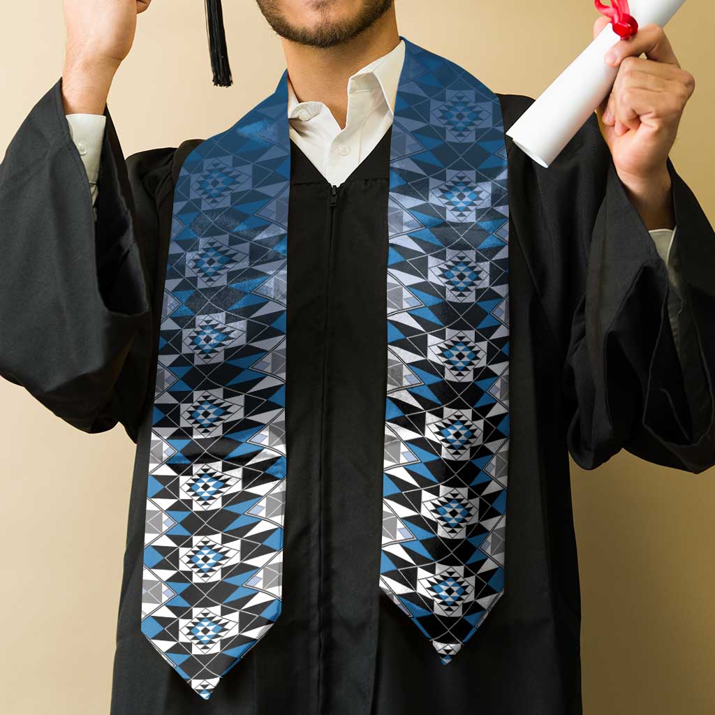 New Zealand Graduation Stole Poutama Mix Blue Taniko Inspired Art