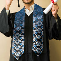 New Zealand Graduation Stole Poutama Mix Blue Taniko Inspired Art