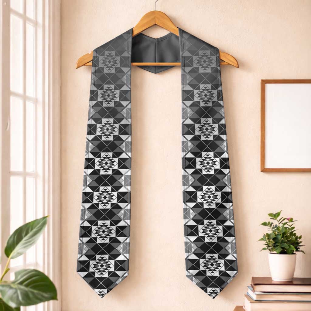 New Zealand Graduation Stole Poutama Mix Gray Taniko Inspired Art