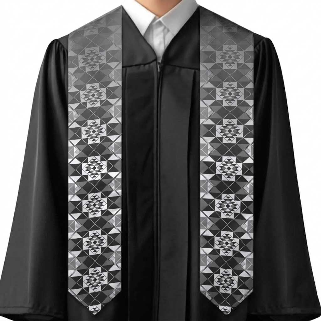 New Zealand Graduation Stole Poutama Mix Gray Taniko Inspired Art