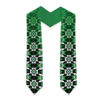 New Zealand Graduation Stole Poutama Mix Green Taniko Inspired Art LT05 - Polynesian Pride