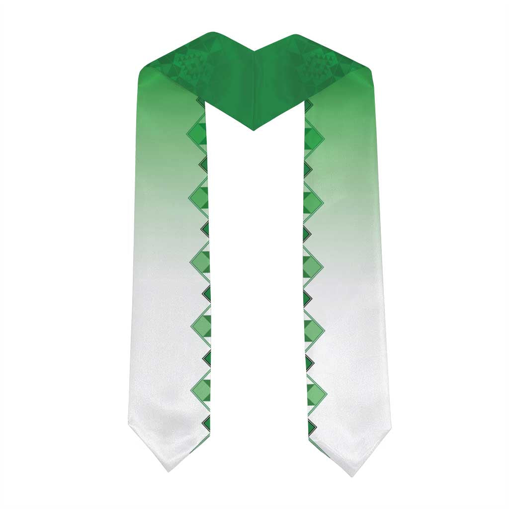New Zealand Graduation Stole Poutama Mix Green Taniko Inspired Art LT05 - Polynesian Pride