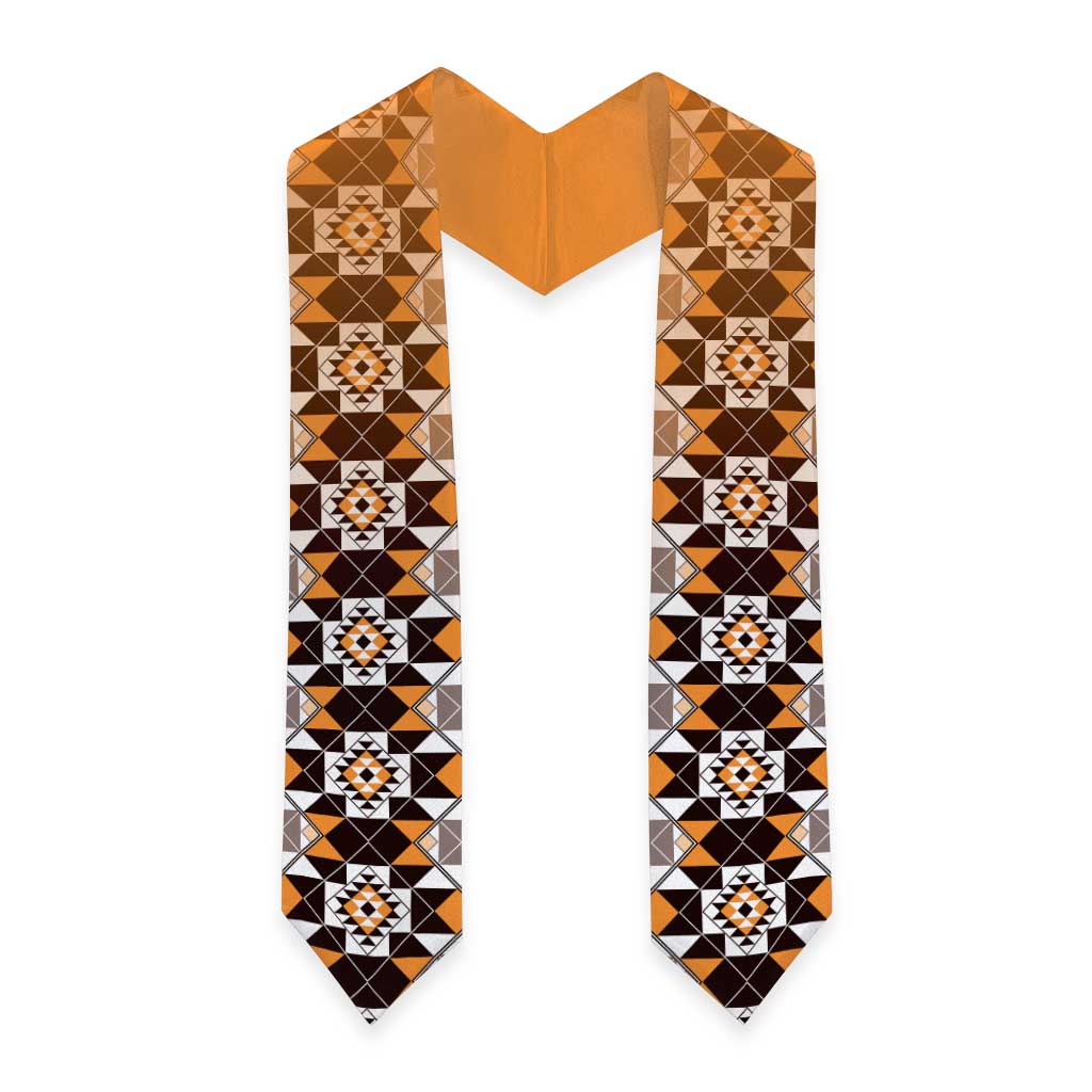 New Zealand Graduation Stole Poutama Mix Orange Taniko Inspired Art LT05 - Polynesian Pride