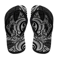 New Zealand Hammerhead Shark Flip Flops Maori Haehae Mangopare Black - Polynesian Pride