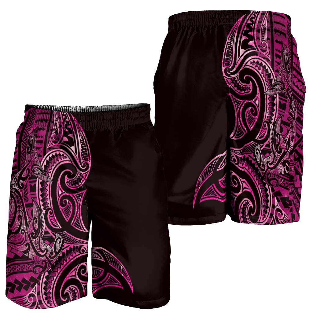New Zealand Hammerhead Shark Shorts for Men Maori Haehae Mangopare Pink - Polynesian Pride
