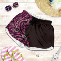 New Zealand Hammerhead Shark Shorts for Women Maori Haehae Mangopare Pink - Polynesian Pride