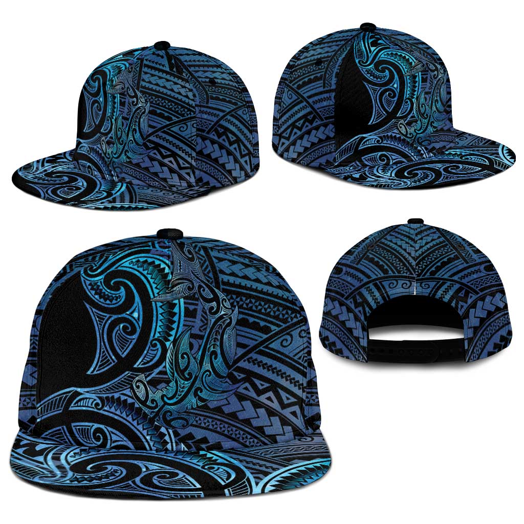 New Zealand Hammerhead Shark Snapback Cap Maori Haehae Mangopare Galaxy - Polynesian Pride