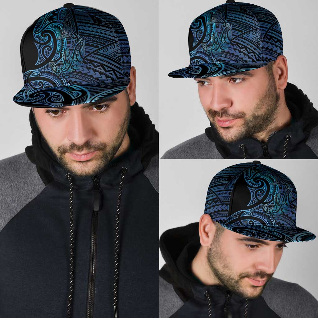 New Zealand Hammerhead Shark Snapback Cap Maori Haehae Mangopare Galaxy - Polynesian Pride