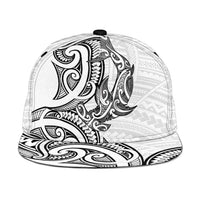 New Zealand Hammerhead Shark Snapback Cap Maori Haehae Mangopare White - Polynesian Pride