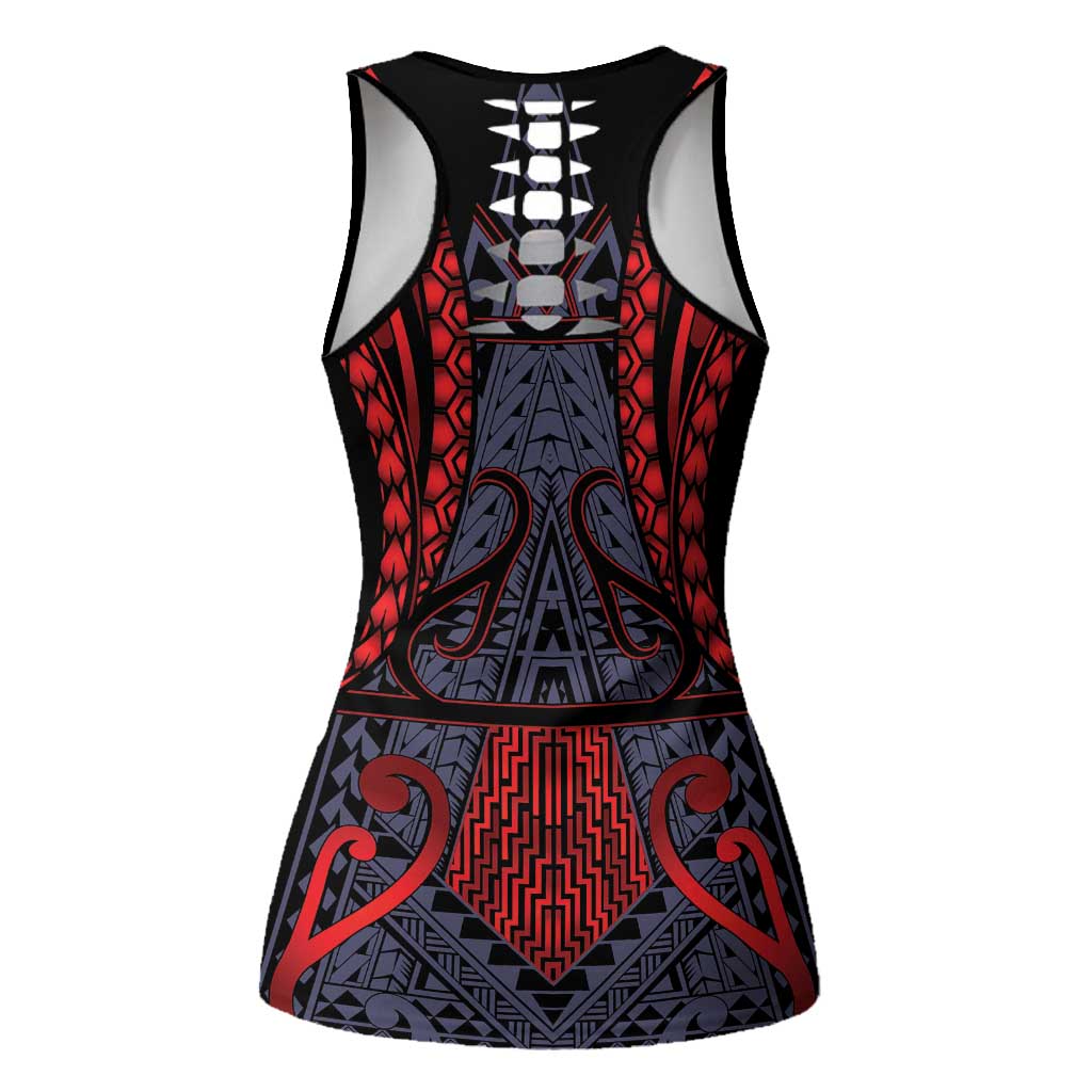 New Zealand Hollow Tank Top Maori Kiwiana Pattern Tukutuku Motif