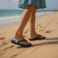 New Zealand Humpback Whale Matariki Flip Flops Maori New Year Taniko Niho Taniwha LT14 - Polynesian Pride