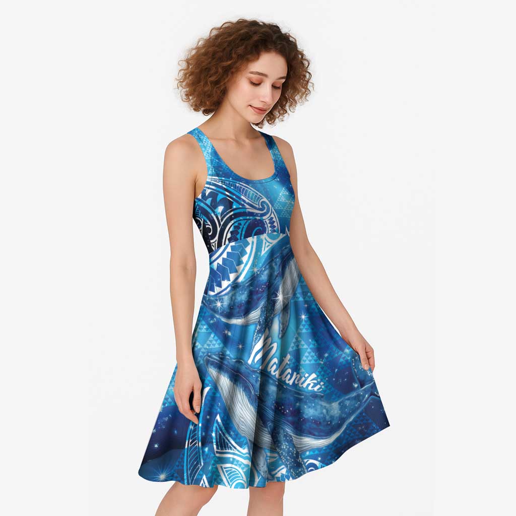 New Zealand Humpback Whale Matariki Midi Dress Maori New Year Taniko Niho Taniwha