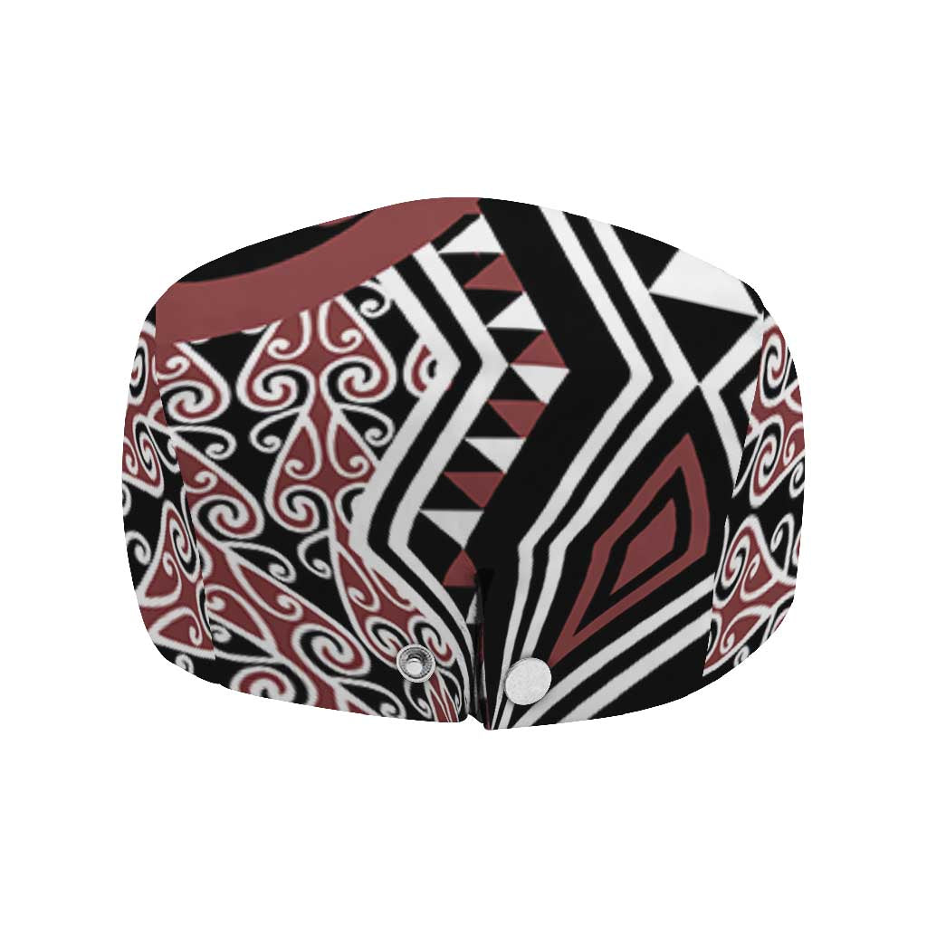 New Zealand Jeff Hat Aotearoa Kowhaiwhai Mix Taniko Art - Brown