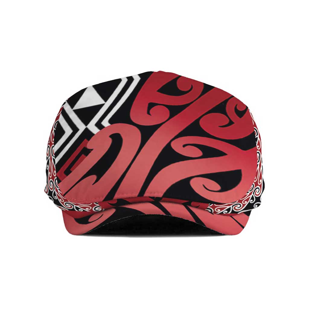 New Zealand Jeff Hat Aotearoa Kowhaiwhai Mix Taniko Art - Red