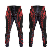 New Zealand Jogger Pants Maori Kiwiana Pattern Tukutuku Motif LT9 Red - Polynesian Pride