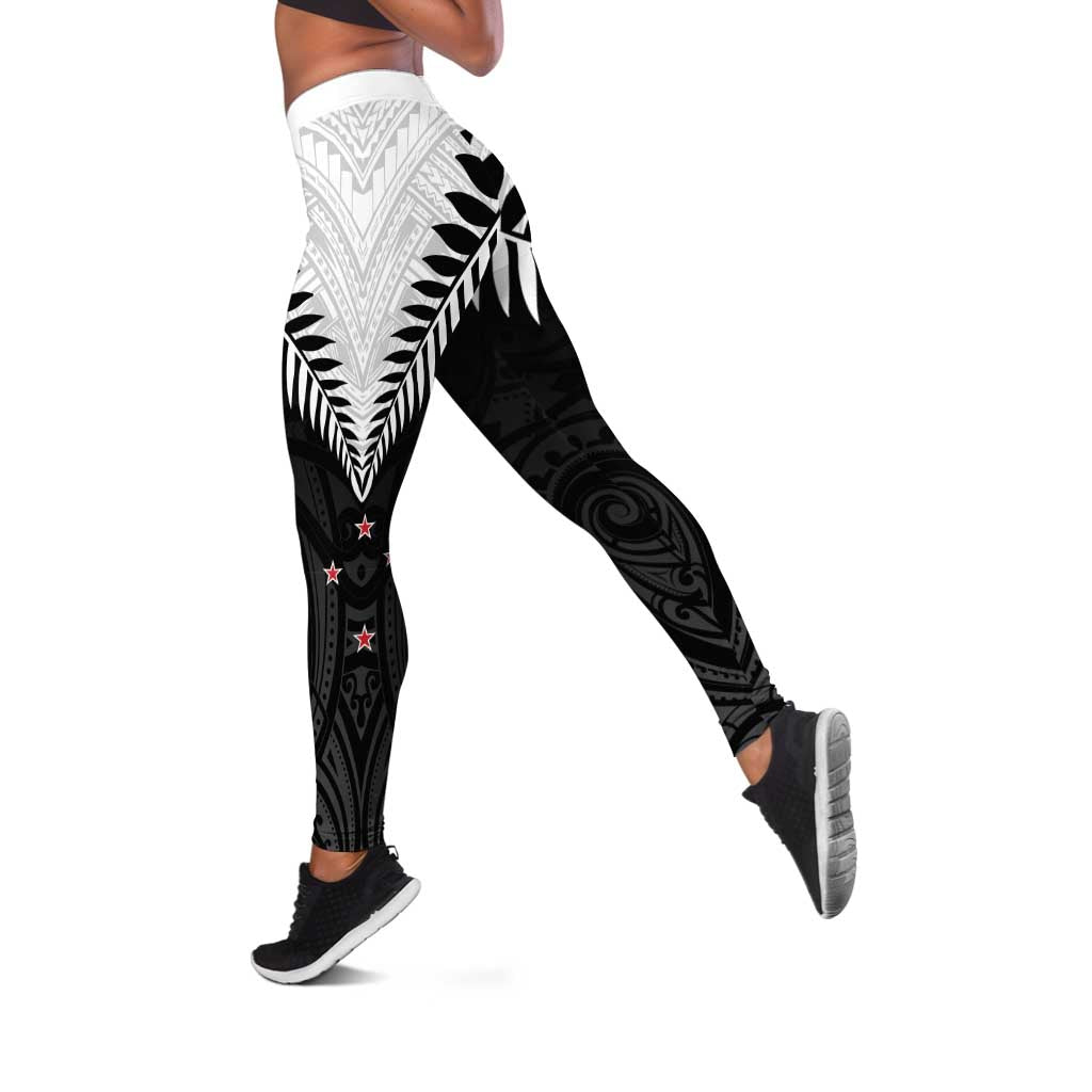 New Zealand Leggings Aotearoa Maori Kiwi Black Fern - Polynesian Pride