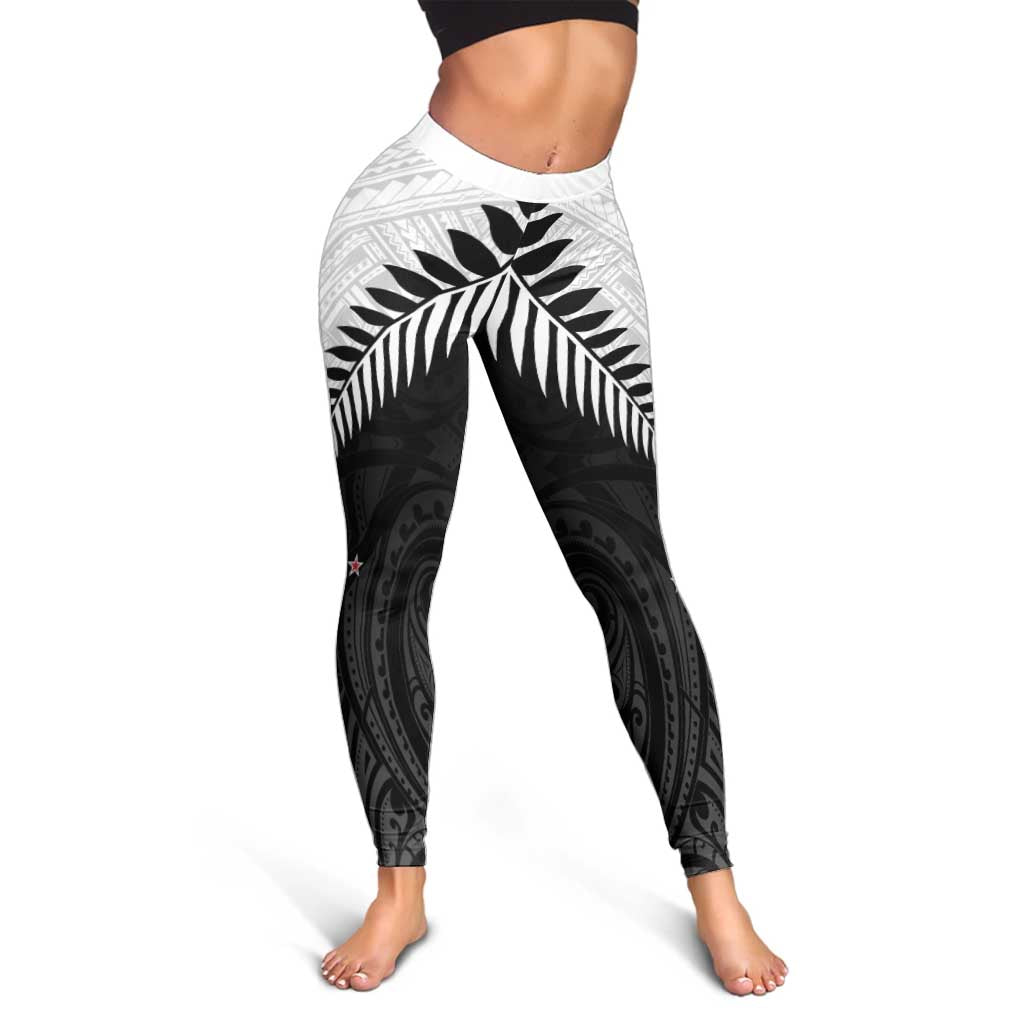 New Zealand Leggings Aotearoa Maori Kiwi Black Fern - Polynesian Pride