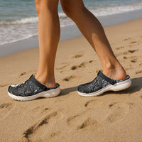 New Zealand Maori Clogs Shoes Poutama Manaia Black Paua Shell - Polynesian Pride