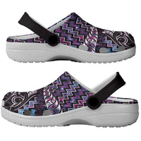 New Zealand Maori Clogs Shoes Poutama Pikorua Purple Paua Shell - Polynesian Pride