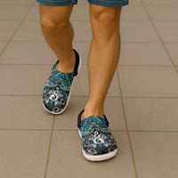 New Zealand Maori Clogs Shoes Poutama Pikorua Turquoise Paua Shell - Polynesian Pride