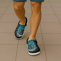 New Zealand Maori Koru Fern Clogs Shoes Spiral Polynesian Style Aqua Gradient - Polynesian Pride