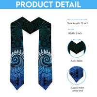 New Zealand Maori Koru Fern Graduation Stole Spiral Polynesian Style Aqua Gradient LT05 - Polynesian Pride