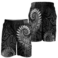 New Zealand Maori Koru Fern Shorts for Men Spiral Polynesian Style Gray