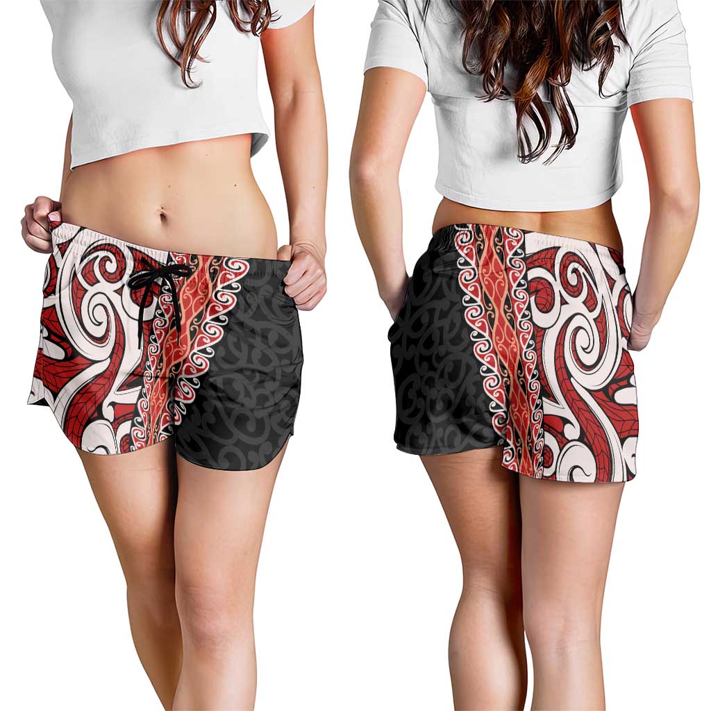 New Zealand Maori Stylized Koru Shorts for Women - Polynesian Pride