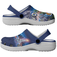 New Zealand Merry Christmas Clogs Shoes Maori Tribal Pattern with Xmas Tui Bird