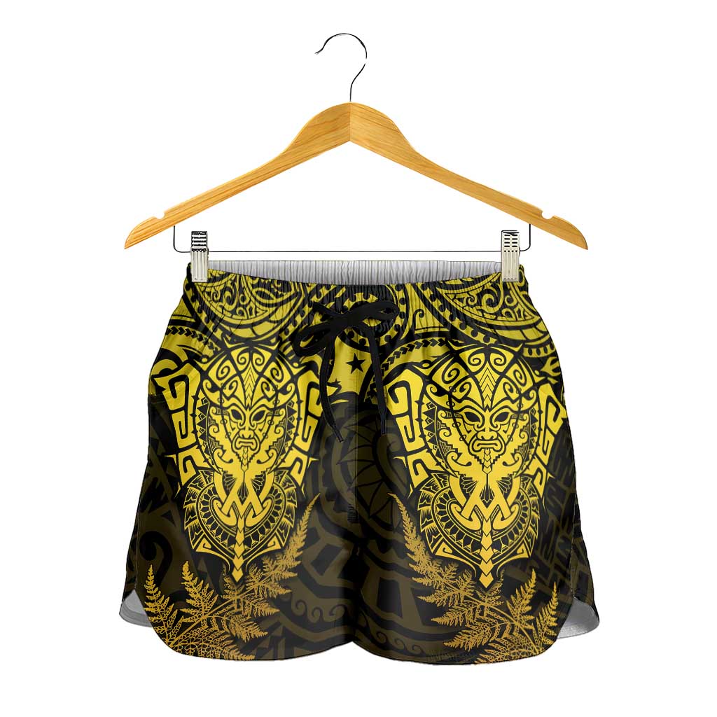 New Zealand Rugby All  Gold Shorts for Women Silver Fern All Black Mix Ta Moko